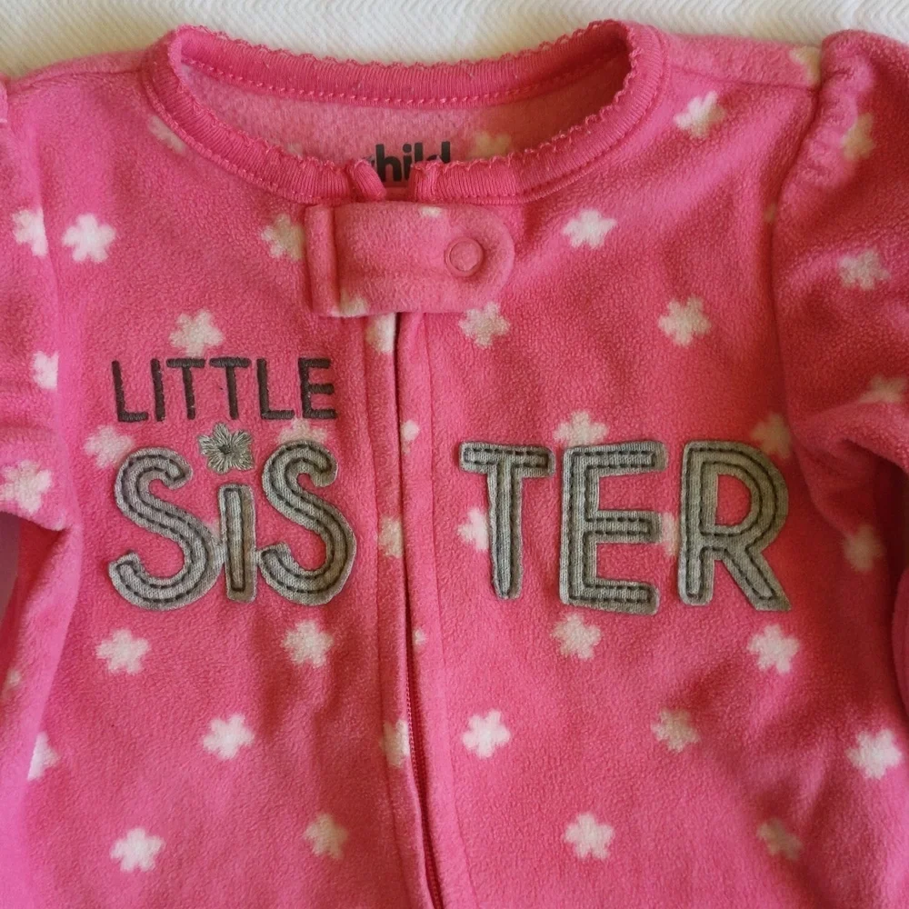carter's little sister fleece 2-way zipper footie sleeper pajamas 3 months baby - Picture 2 of 6